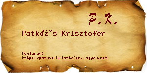 Patkós Krisztofer névjegykártya